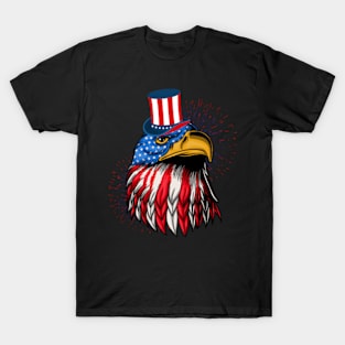 patriotic bald eagle uncle sam hat 4th of july american flag T-Shirt